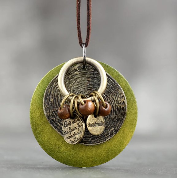 Bohemian Wood Leather Necklace - Picture 2 of 15